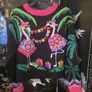 Festive Flamingo Sweater - Multicolor